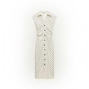Zara Cream and Black Polka Dot Midi Dress